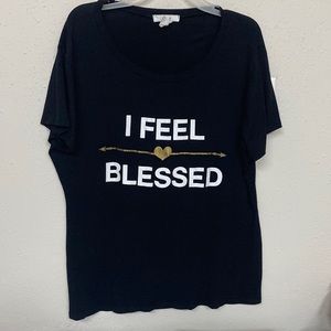 Obsessive Love Tops | Words print “I Feel Blessed” |Color: Black